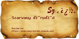 Szarvasy Árpád névjegykártya